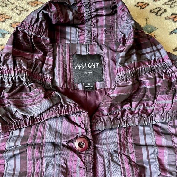 INSIGHT Purple Shiny Crinkle Striped Jacket Blazer - Picture 2 of 11
